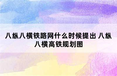 八纵八横铁路网什么时候提出 八纵八横高铁规划图